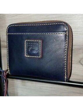 NWT- Dooney & Bourke Florentine Leather Small Zip Around Wallet, Navy